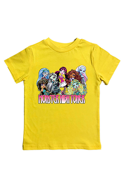 MONSTER HIGH baskılı pamuklu penye kumaş yazlık çocuk T-Shirt