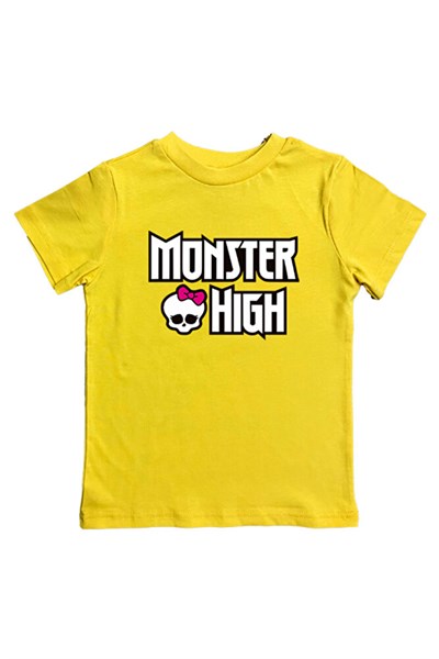MONSTER HIGH baskılı pamuklu penye kumaş yazlık çocuk tişört