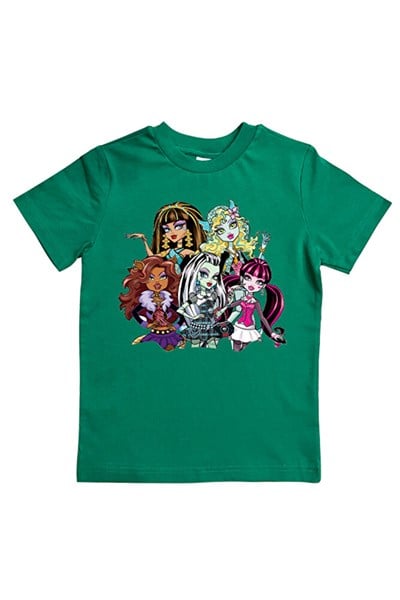 MONSTER HIGH baskılı pamuklu penye kumaş yazlık çocuk tişört