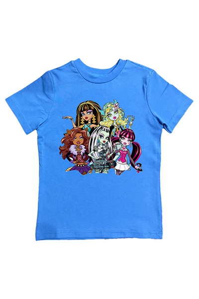 MONSTER HIGH baskılı pamuklu penye kumaş yazlık çocuk tişört