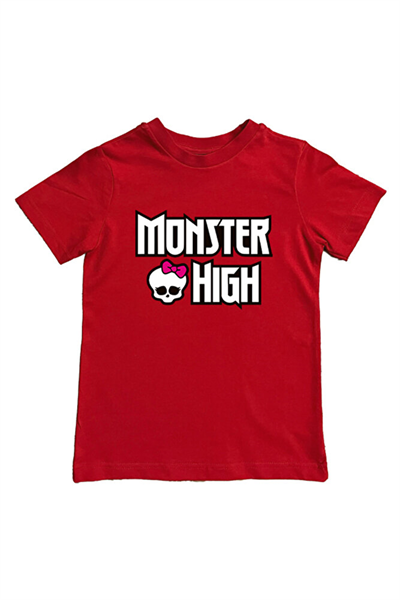 MONSTER HIGH baskılı pamuklu penye kumaş yazlık çocuk tişört