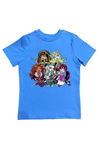 MONSTER HIGH baskılı pamuklu penye kumaş yazlık çocuk tişört