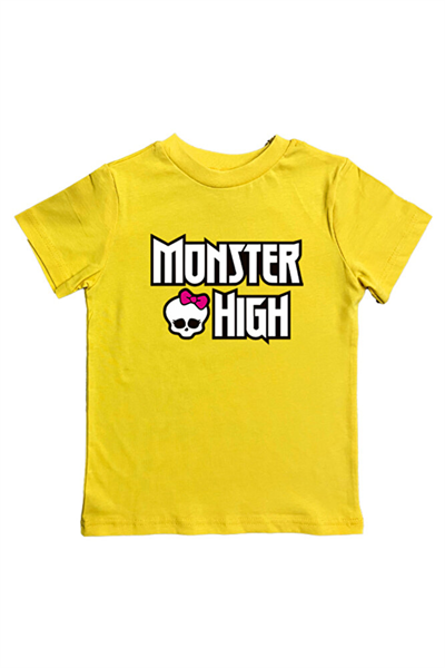 MONSTER HIGH baskılı pamuklu penye kumaş yazlık çocuk tişört