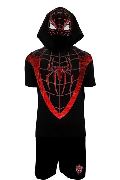 Örümcek Adam Kostüm Kısa Kollu Tshirt Kapşonlu Ve Şortlu Takım Kostüm