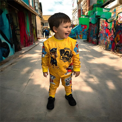Paw Patrol çocuk spor eşofman takımı pamuklu kumaş şardonlu
