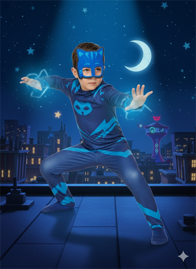 Pj Mask Kostüm Pijamaskeliler Kedi Çocuk Kostüm - Catboy Tulum + Maskeli Set