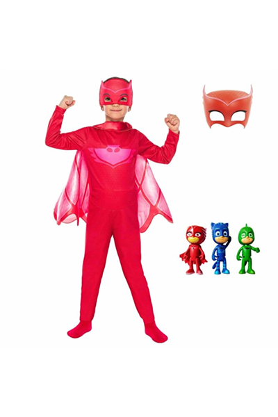 Pj Mask Pija Maskeliler 3lü Mini Figür Oyuncak Ve Owlette Baykuş Kız 2 Maskeli Kostüm Seti