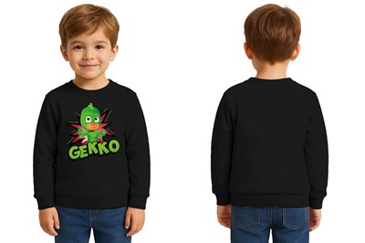 Pj maskeliler Gekko baskılı pamuklu kumaş çocuk sweatshirt