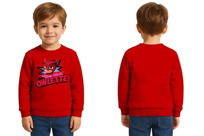 Pj maskeliler Owlette baskılı pamuklu kumaş çocuk sweatshirt