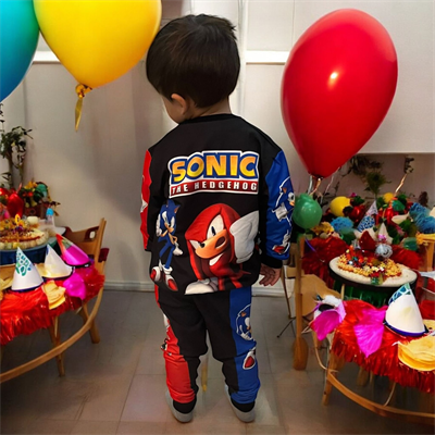 Sonic çocuk spor eşofman takımı pamuklu kumaş şardonlu