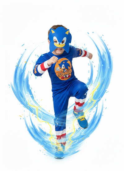 Sonic Kaslı Süper Kahraman Kostüm Maskeli  Sonic Çocuk Kostüm Kaslı kostüm