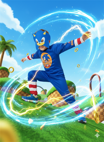 Sonic Kaslı Süper Kahraman Kostüm Maskeli  Sonic Çocuk Kostüm Kaslı kostüm