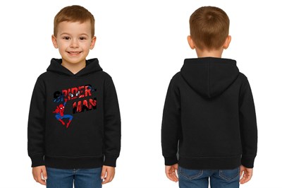 Spiderman baskılı örümcek adam kapüşonlu pamuklu kumaş çocuk sweatshirt