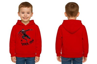 Spiderman baskılı örümcek adam kapüşonlu pamuklu kumaş çocuk sweatshirt
