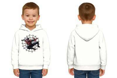 Spiderman baskılı örümcek adam kapüşonlu pamuklu kumaş çocuk sweatshirt