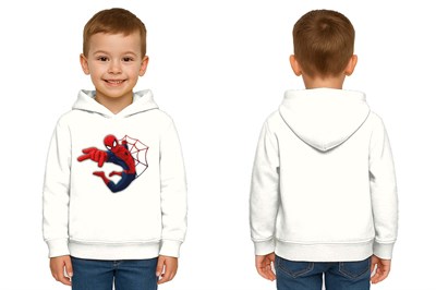 Spiderman baskılı örümcek adam kapüşonlu pamuklu kumaş çocuk sweatshirt