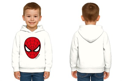 Spiderman baskılı örümcek adam kapüşonlu pamuklu kumaş çocuk sweatshirt