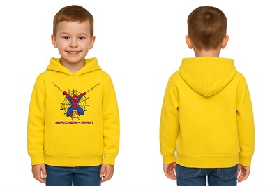 Spiderman baskılı örümcek adam kapüşonlu pamuklu kumaş çocuk sweatshirt