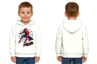 Spiderman baskılı örümcek adam kapüşonlu pamuklu kumaş çocuk sweatshirt