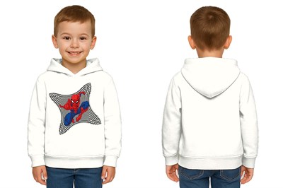 Spiderman baskılı örümcek adam kapüşonlu pamuklu kumaş çocuk sweatshirt