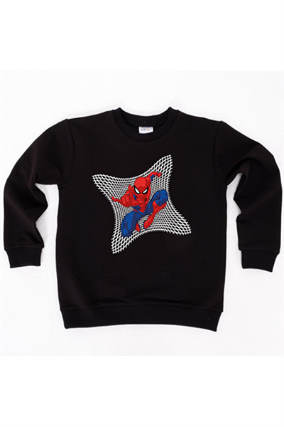 Spiderman baskılı örümcek adam pamuklu kumaş çocuk sweatshirt