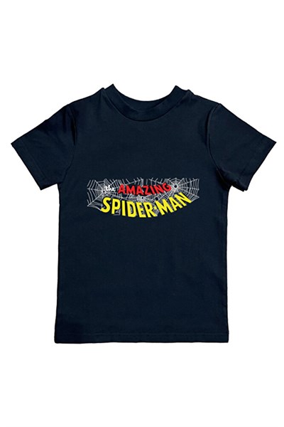 Spiderman baskılı örümcek adam pamuklu penye kumaş yazlık çocuk tişört