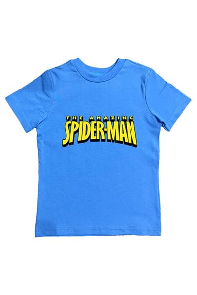 Spiderman baskılı örümcek adam pamuklu penye kumaş yazlık çocuk tişört