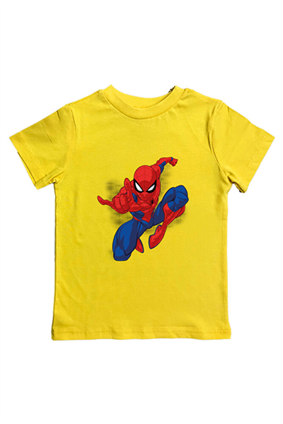 Spiderman baskılı örümcek adam pamuklu penye kumaş yazlık çocuk tişört