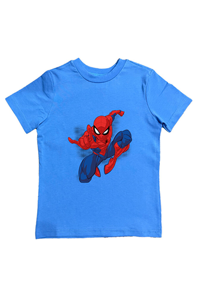 Spiderman baskılı örümcek adam pamuklu penye kumaş yazlık çocuk tişört