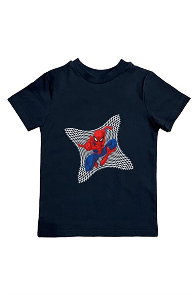 Spiderman baskılı örümcek adam pamuklu penye kumaş yazlık çocuk tişört