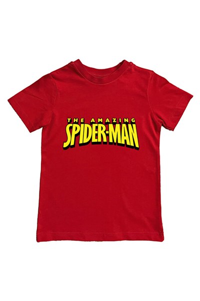 Spiderman baskılı örümcek adam pamuklu penye kumaş yazlık çocuk tişört
