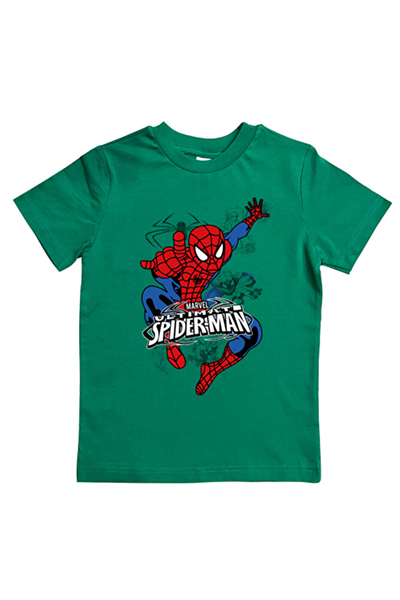 Spiderman baskılı örümcek adam pamuklu penye kumaş yazlık çocuk tişört