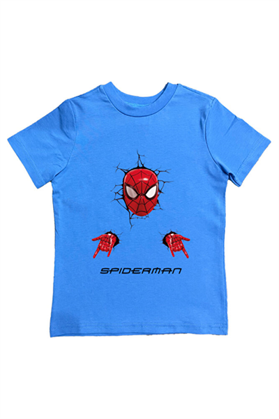 Spiderman baskılı örümcek adam pamuklu penye kumaş yazlık çocuk tişört