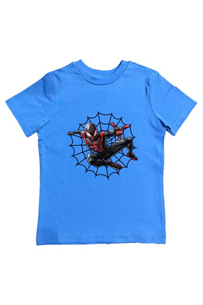 Spiderman baskılı örümcek adam pamuklu penye kumaş yazlık çocuk tişört
