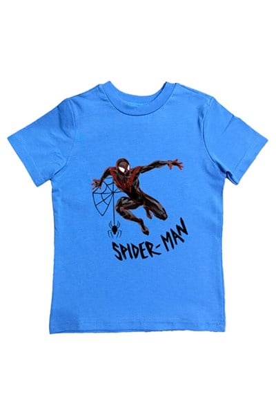 Spiderman baskılı örümcek adam pamuklu penye kumaş yazlık çocuk tişört