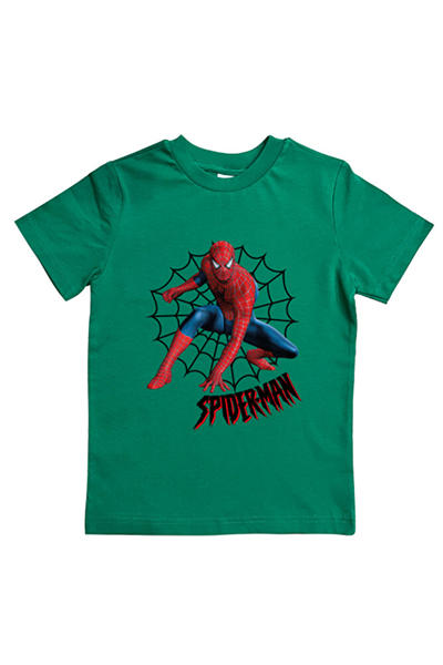 Spiderman baskılı örümcek adam pamuklu penye kumaş yazlık çocuk tişört