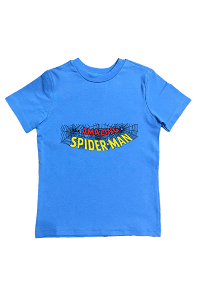 Spiderman baskılı örümcek adam pamuklu penye kumaş yazlık çocuk tişört
