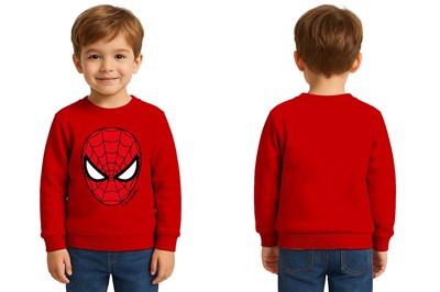 Spiderman baskılı örümcek adam pamuklu kumaş çocuk sweatshirt