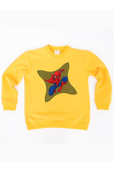 Spiderman baskılı örümcek adam pamuklu kumaş çocuk sweatshirt