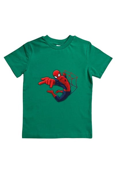 Spiderman baskılı örümcek adam pamuklu penye kumaş yazlık çocuk tişört