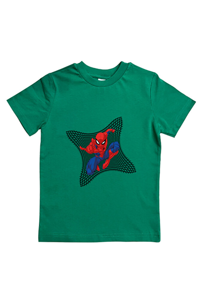 Spiderman baskılı örümcek adam pamuklu penye kumaş yazlık çocuk tişört