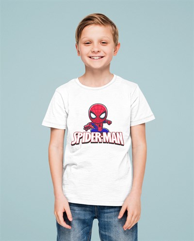 Spiderman baskılı örümcek adam pamuklu penye kumaş yazlık çocuk tişört