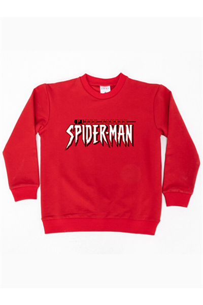 Spiderman baskılı örümcek adam pamuklu kumaş çocuk sweatshirt