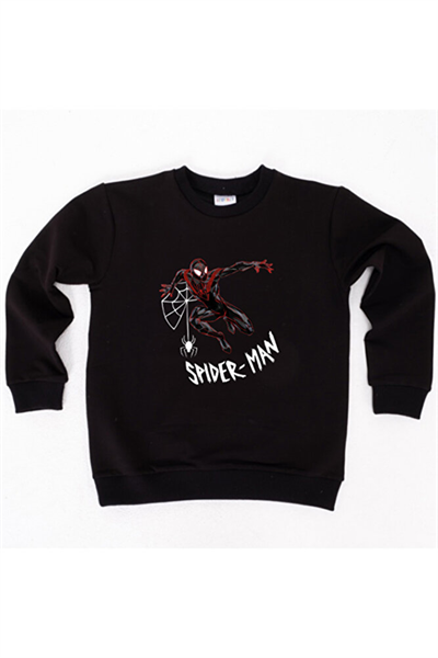 Spiderman baskılı örümcek adam pamuklu kumaş çocuk sweatshirt