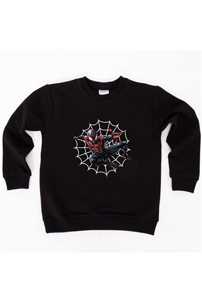 Spiderman baskılı örümcek adam pamuklu kumaş çocuk sweatshirt
