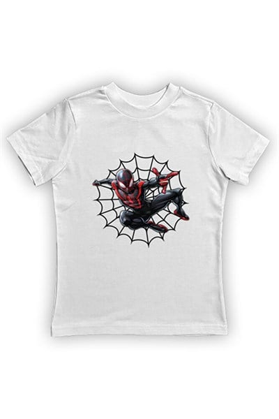 Spiderman baskılı örümcek adam pamuklu penye kumaş yazlık çocuk tişört