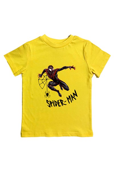 Spiderman baskılı örümcek adam pamuklu penye kumaş yazlık çocuk tişört