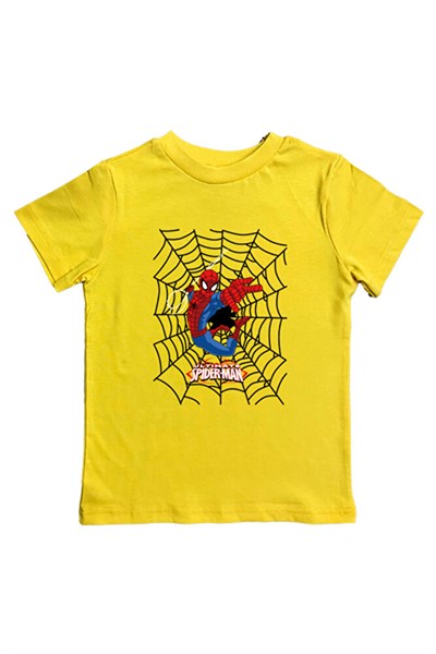 Spiderman baskılı örümcek adam pamuklu penye kumaş yazlık çocuk tişört