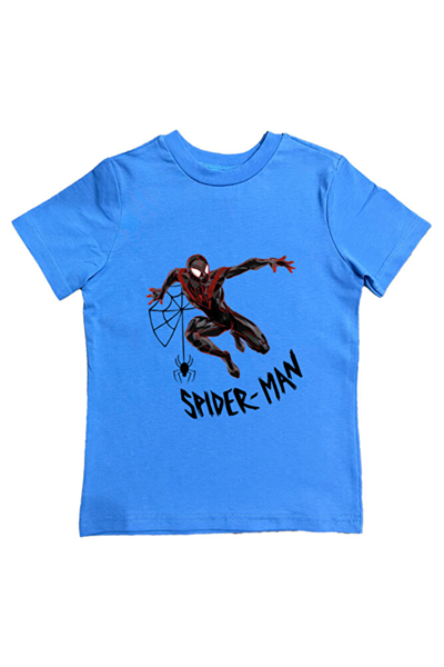 Spiderman baskılı örümcek adam pamuklu penye kumaş yazlık çocuk tişört