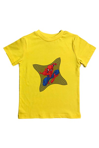 Spiderman baskılı örümcek adam pamuklu penye kumaş yazlık çocuk tişört
